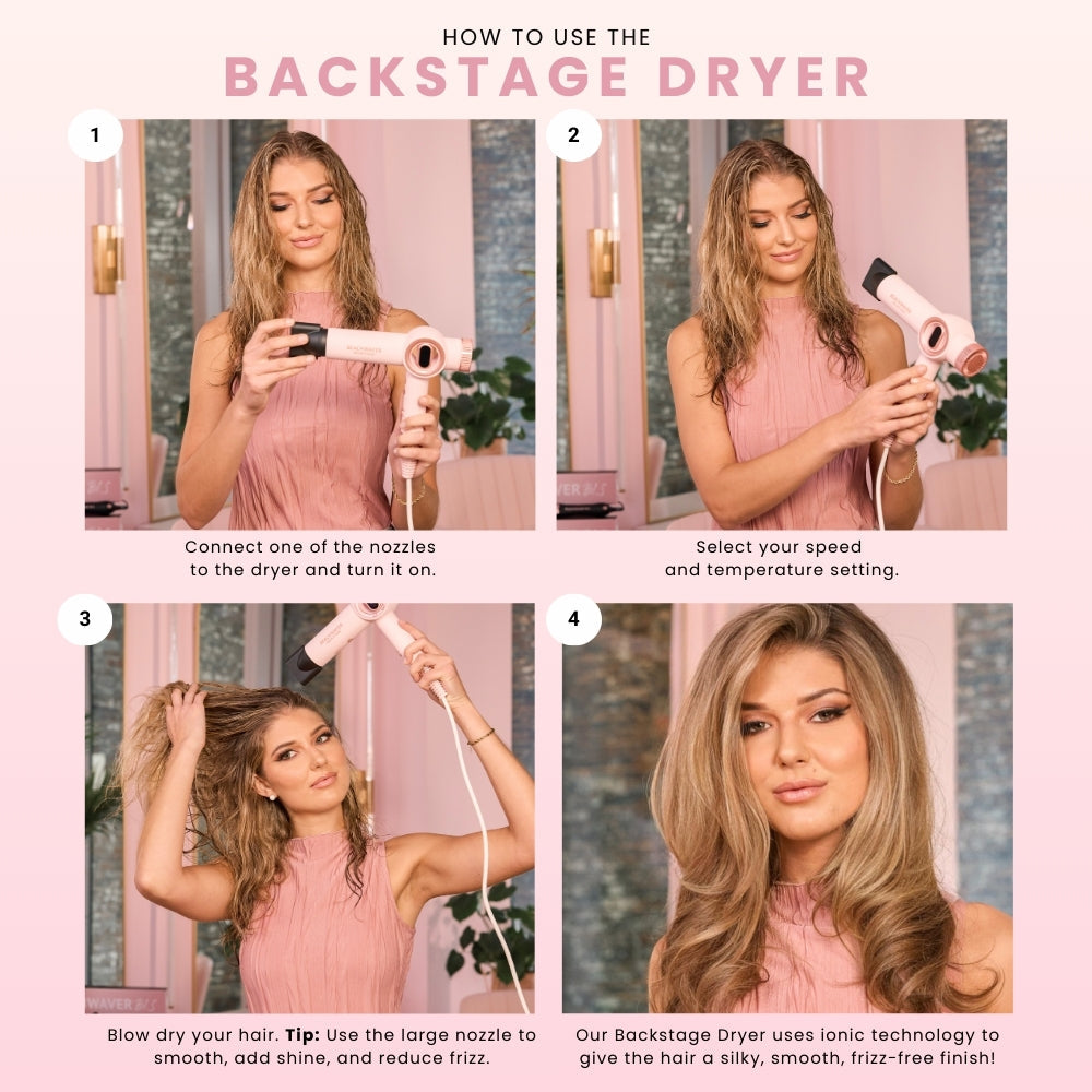 Beachwaver - Pink Rose Gold Backstage Hair Dryer