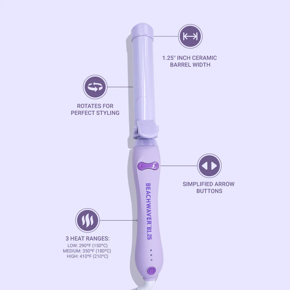 Beachwaver - B1.25 Lilac Pretty Pastels Rotating Curling Iron